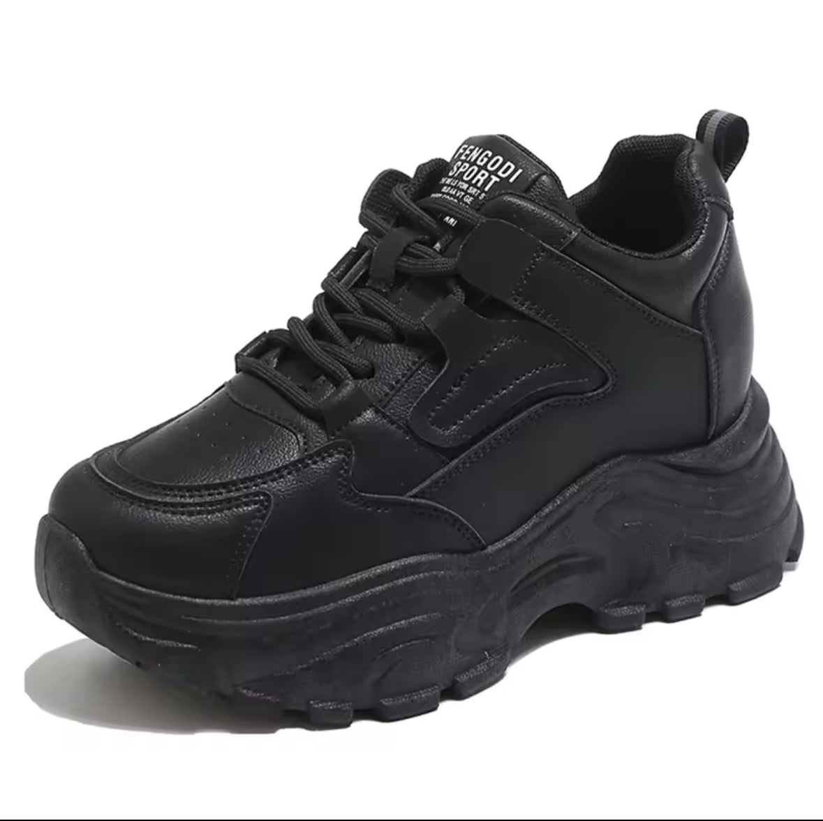 2025 White Platform Sneakers for Women – Stylish Lace-Up PU Leather Shoes with Thick Sole & Breathable Comfort