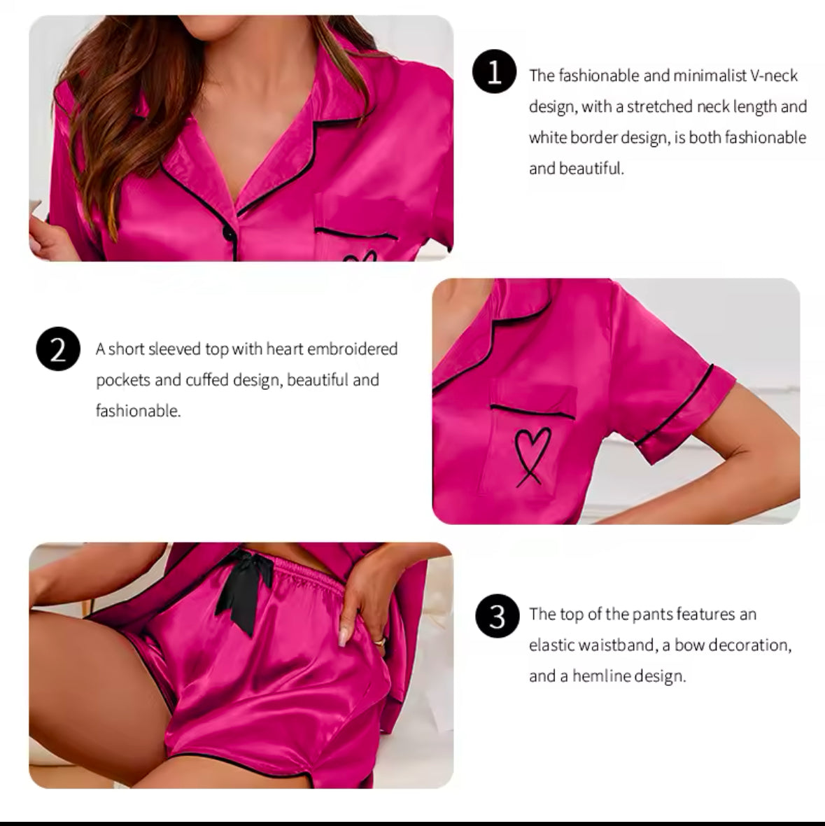 Luxury Satin Silk Women’s Pajama Set – Comfortable Short Sleeve Sleepwear for Ultimate Relaxation at Home