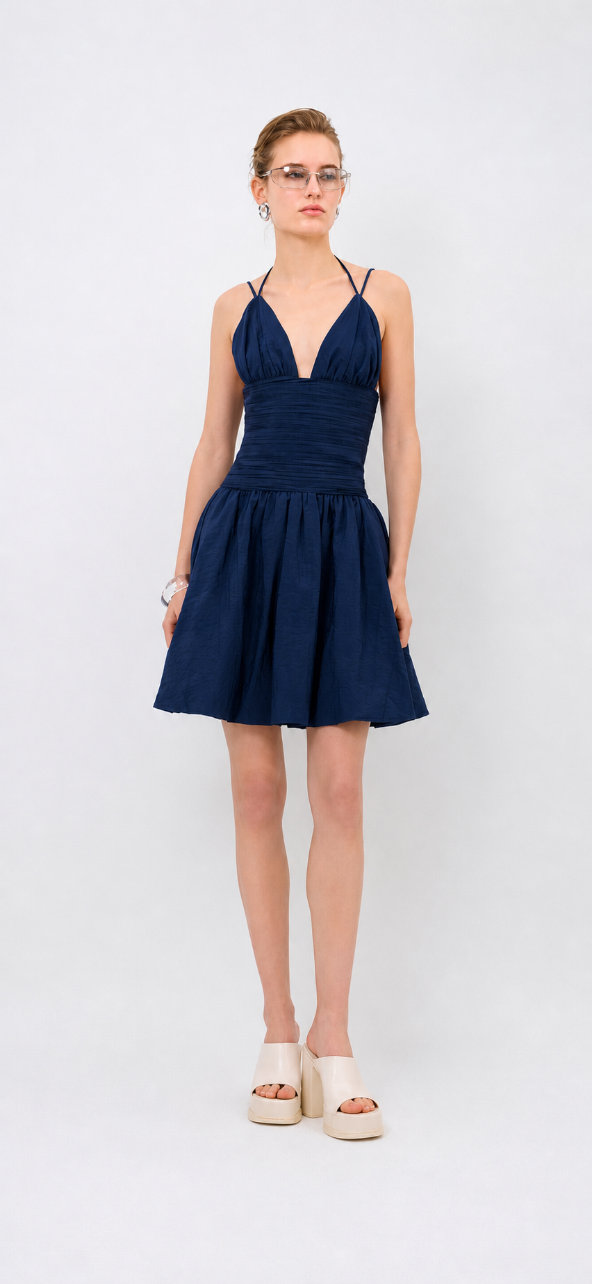 Cocktail Mini Dress Deep V Halter Fit Waist Enhancing Elegant Night Look Summer Women - UltraChic