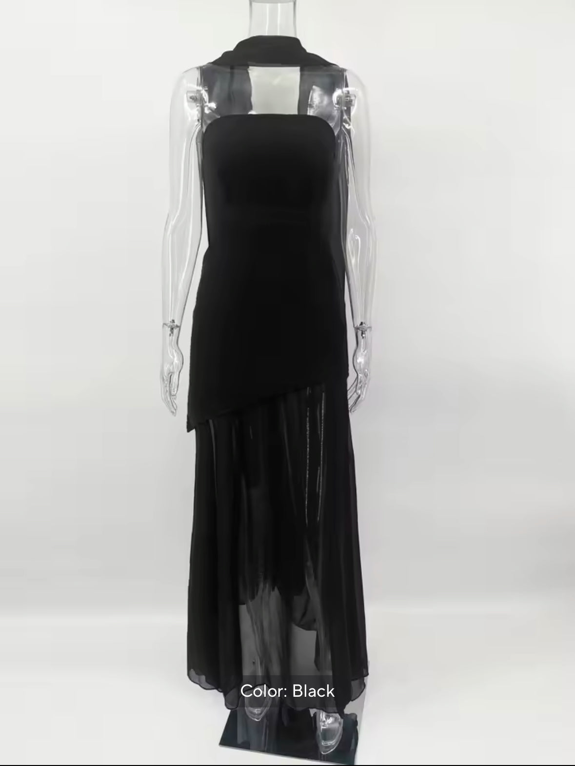 Elegant Strapless Mesh Beach Dress for Women – TARUXY 2025 Spring Sleeveless Long Dress with Ribbon for Vacation & Special Occasions