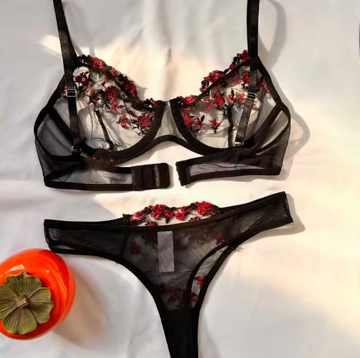 Sexy Lace Lingerie Set for Women – Elegant Embroidered Transparent Bra & Panty Set for Ultimate Comfort and Seduction
