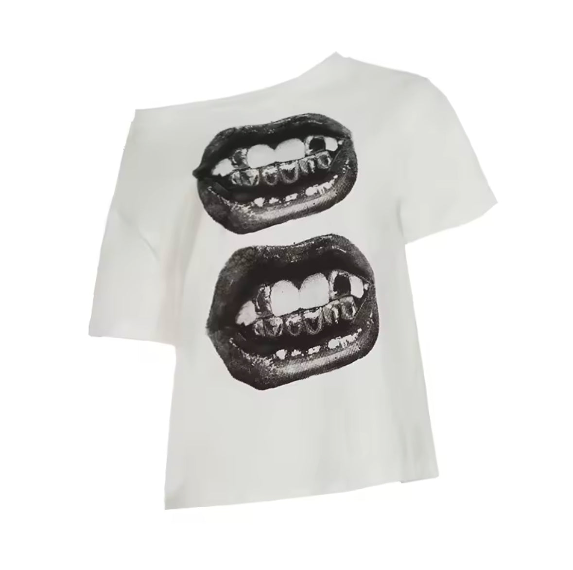 Flirla Women’s Y2K Off-Shoulder Oversized Graphic Tee – Trendy and Comfy Casual T-Shirt for Women