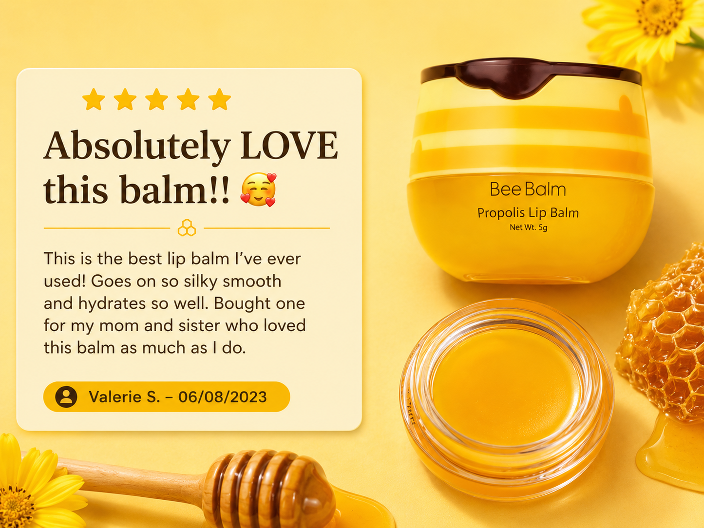 Bee Balm Propolis Lip Balm – Deep Moisturizing Honey Lip Care for Soft & Healthy Lips