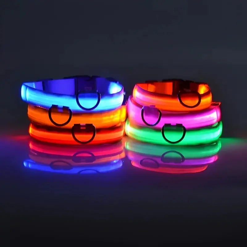 LED Dog Collar – Glow-in-the-Dark, Nylon Flashing Pet Safety Collar for Nighttime Visibility & Protection