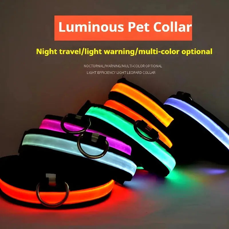 LED Dog Collar – Glow-in-the-Dark, Nylon Flashing Pet Safety Collar for Nighttime Visibility & Protection