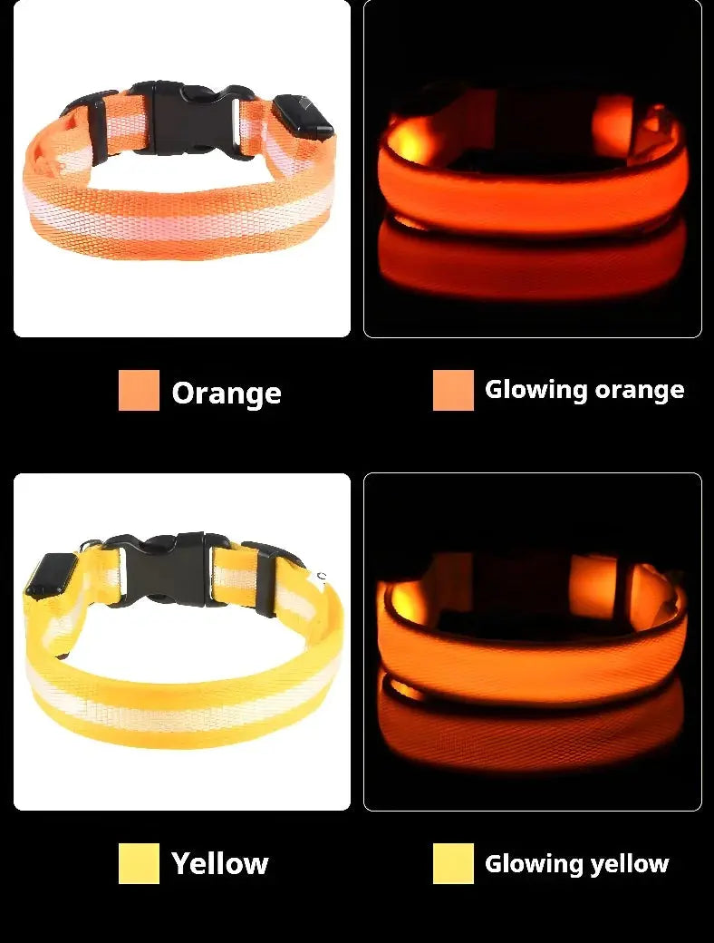 LED Dog Collar – Glow-in-the-Dark, Nylon Flashing Pet Safety Collar for Nighttime Visibility & Protection