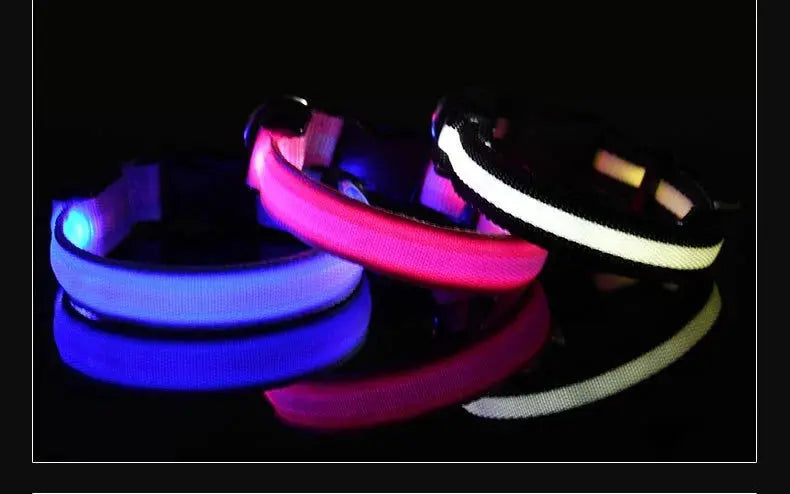 LED Dog Collar – Glow-in-the-Dark, Nylon Flashing Pet Safety Collar for Nighttime Visibility & Protection