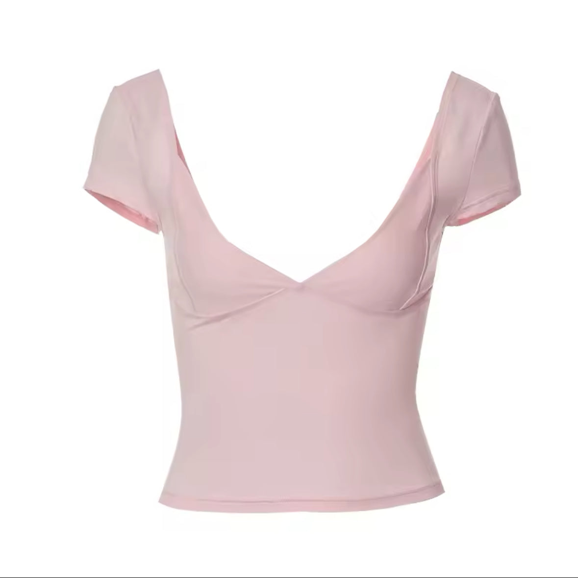 INAWLY Fashionable Sexy Club Solid Color Low Neck Fitted Cropped T-Shirt