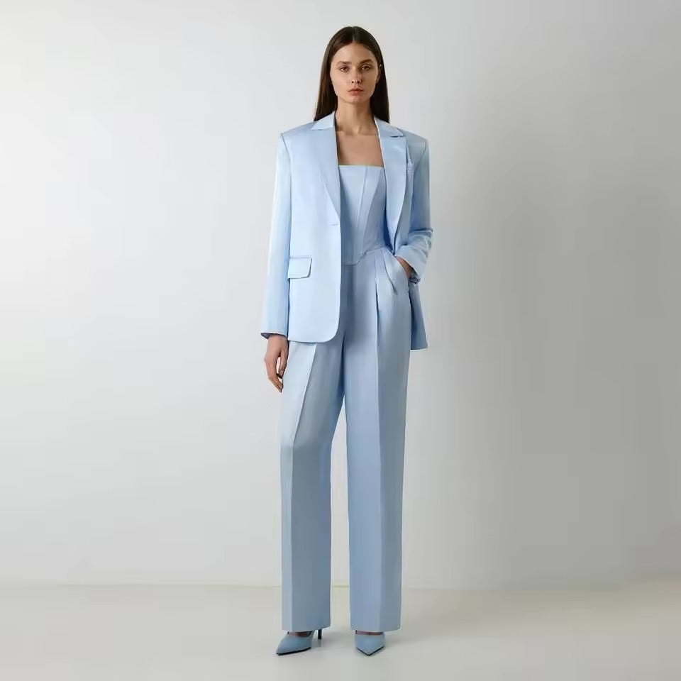 Elegant 2-Piece Women’s Suit Set – Summer Blazer & Pants | Chic One-Button Tuxedo for Office, Party, Prom & Casual Wear