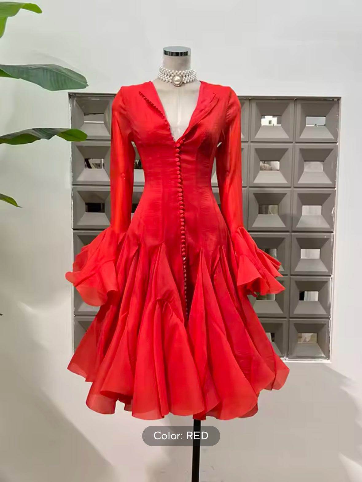 TWOTWINSTYLE Women’s Trendy Mini Dress – Irregular Pleated Patchwork with Lantern Sleeves & Waist Cinching – 2025 Fashion