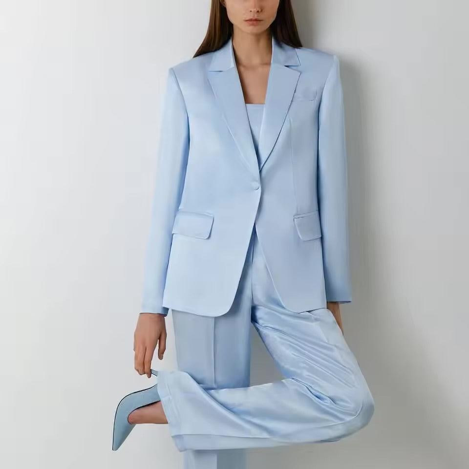 Elegant 2-Piece Women’s Suit Set – Summer Blazer & Pants | Chic One-Button Tuxedo for Office, Party, Prom & Casual Wear