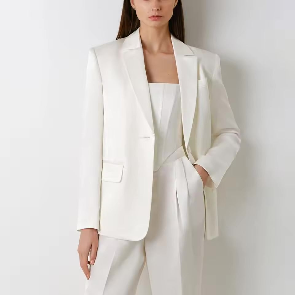 Elegant 2-Piece Women’s Suit Set – Summer Blazer & Pants | Chic One-Button Tuxedo for Office, Party, Prom & Casual Wear