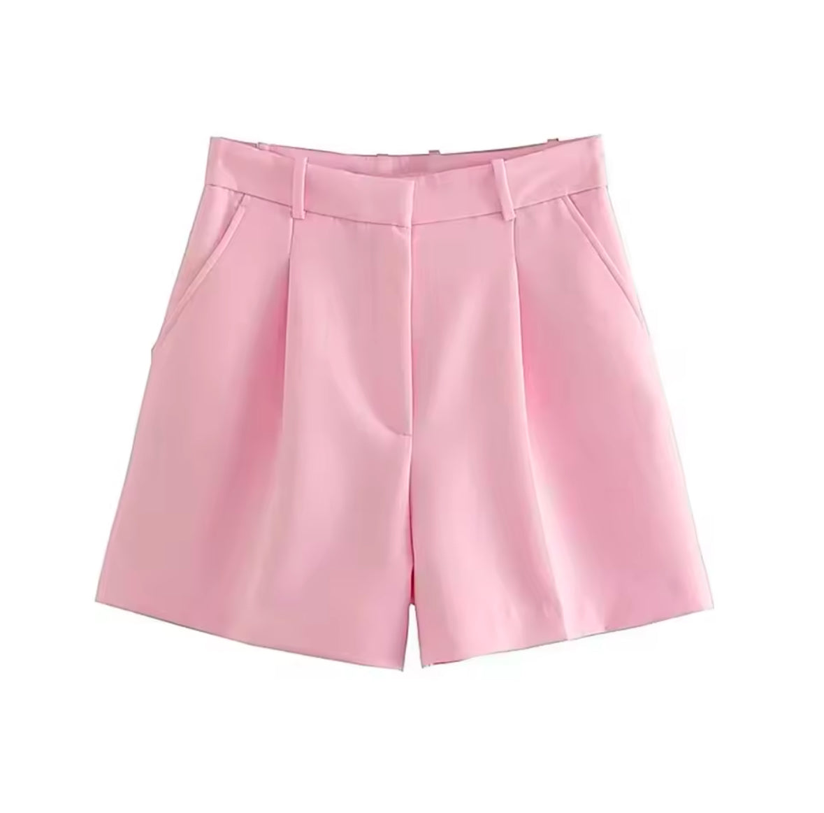 High Waist Bermuda Shorts for Women – Vintage Style with Side Pockets & Zipper Fly – Trendy Summer Fashion