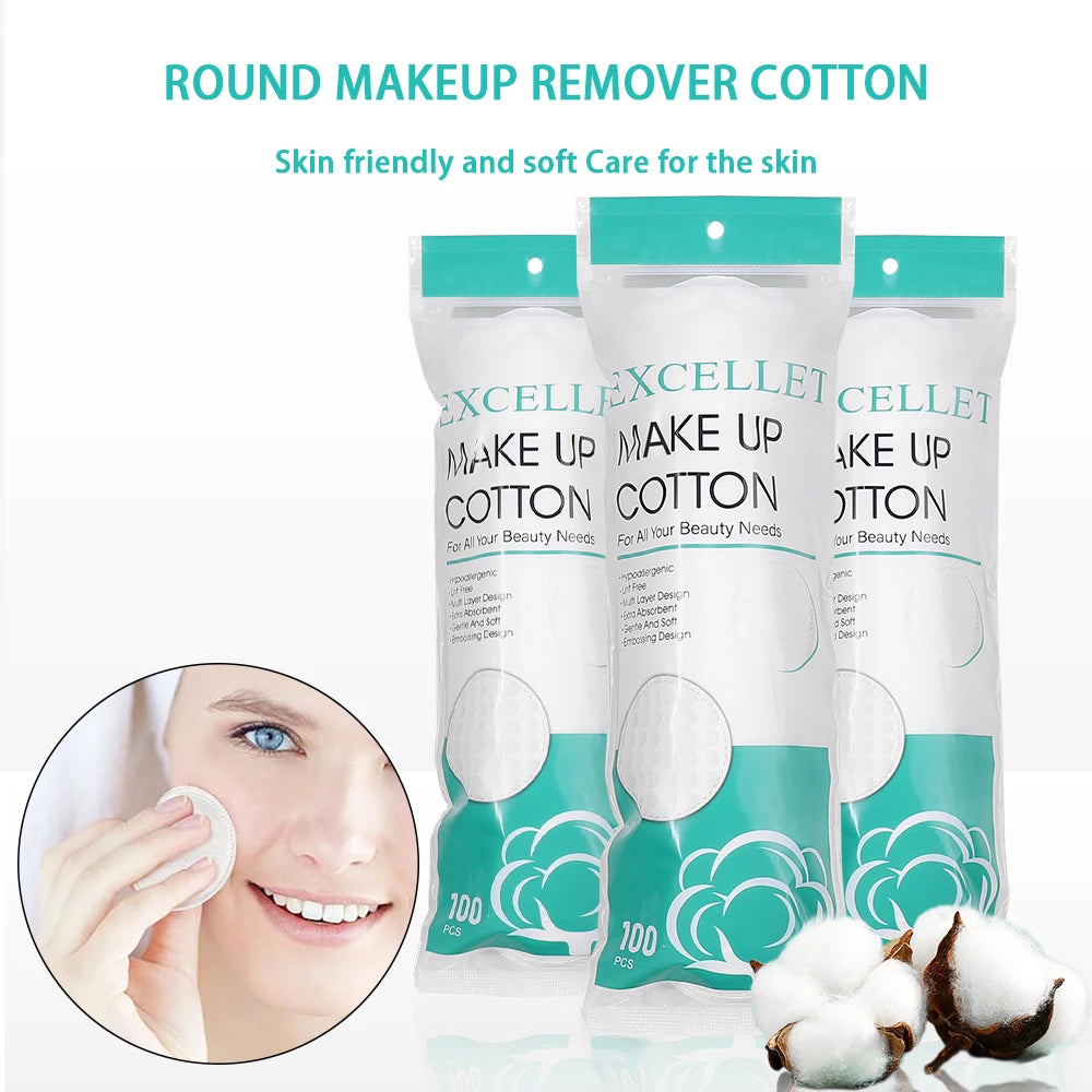 100 Pcs Soft Cotton Pads Perfect for Makeup Removal Cleansing Nail Polish Removal Gentle Absorbent & Durable - UltraChic