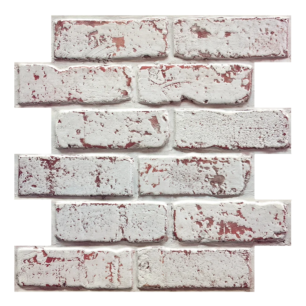 3D Tile Stickers, 3D Whitewash Brick Textures, Matte, 30cm x 30cm, Water and Mold Resistant, for Living Room Kitchen Wall Update - UltraChic