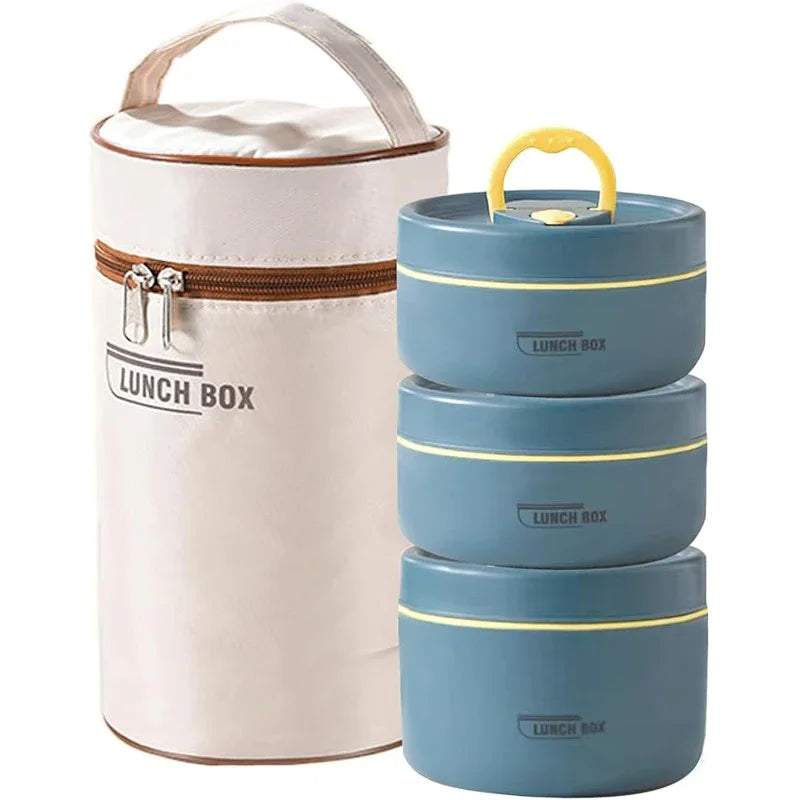Portable Insulated Food Lunch Container Set, 1 Set Including 3 Counts Lunch Box & 1 Count Insulated Bag, 3 Separate Stackable Lunch Container for Adult & Kids, Christmas Gift Ideas, Stocking Stuffers - UltraChic
