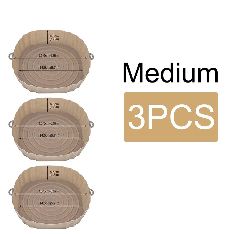 1/2/3PCS Reusable Air Fryer Silicone Pot Oven Baking Tray Airfryer Silicone Basket Pizza Fried Chicken Grill Pan Mat for Kitchen - UltraChic