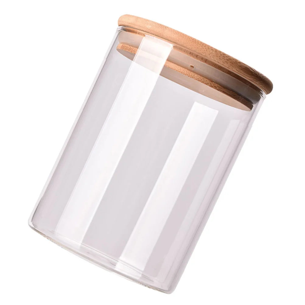 Clear Glass Food Storage Jar With Airtight Bamboo Lid - UltraChic
