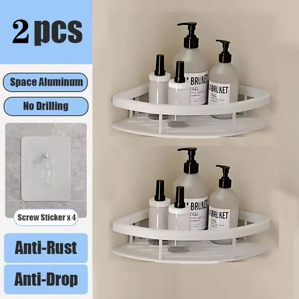 Bathroom Shelf No Drill Wall Mounted – Aluminum Shampoo Bottle Shower Corner Rack, Toilet Storage Organizer for Bathroom & Kitchen - UltraChic