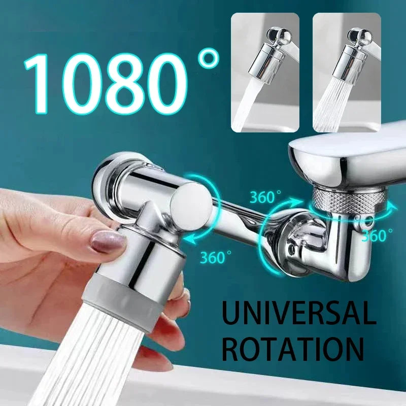 1080° Rotatable Extension Faucet Sprayer Head – 2 Spray Modes Universal Bathroom Tap Adapter Aerator