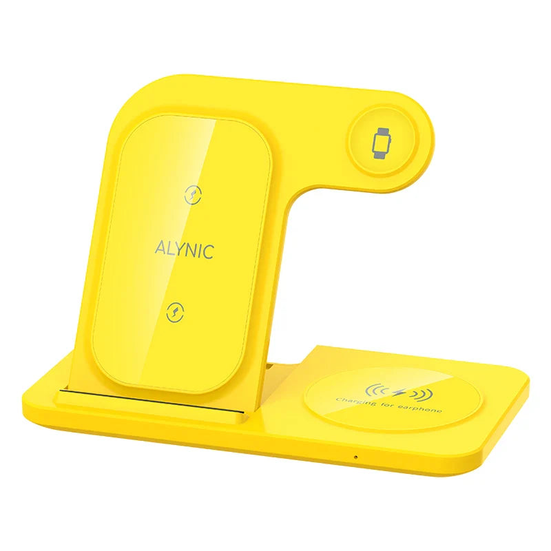 3-in-1 Fast Wireless Charging Station – 30W Foldable Charger for iPhone, Apple Watch & AirPods! - UltraChic