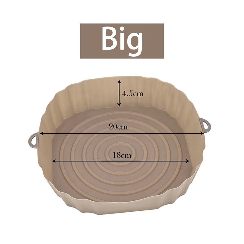 1/2/3PCS Reusable Air Fryer Silicone Pot Oven Baking Tray Airfryer Silicone Basket Pizza Fried Chicken Grill Pan Mat for Kitchen - UltraChic