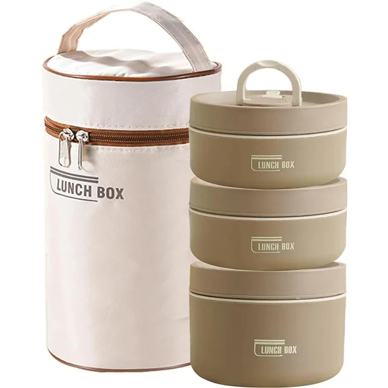 Portable Insulated Food Lunch Container Set, 1 Set Including 3 Counts Lunch Box & 1 Count Insulated Bag, 3 Separate Stackable Lunch Container for Adult & Kids, Christmas Gift Ideas, Stocking Stuffers - UltraChic