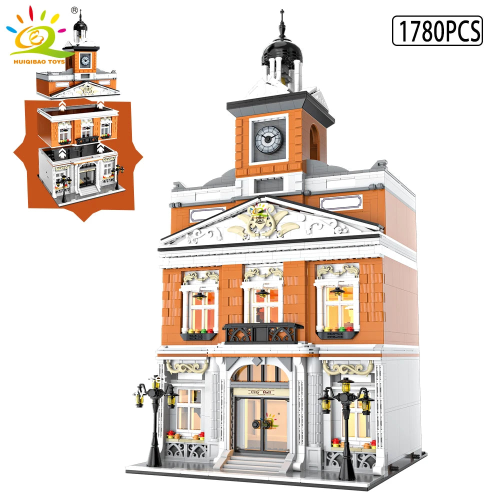 HUIQIBAO Toys MOC City Corner Coffee Shop Architecture Style Street View Micro Building Blocks for Children Construction Bricks - UltraChic