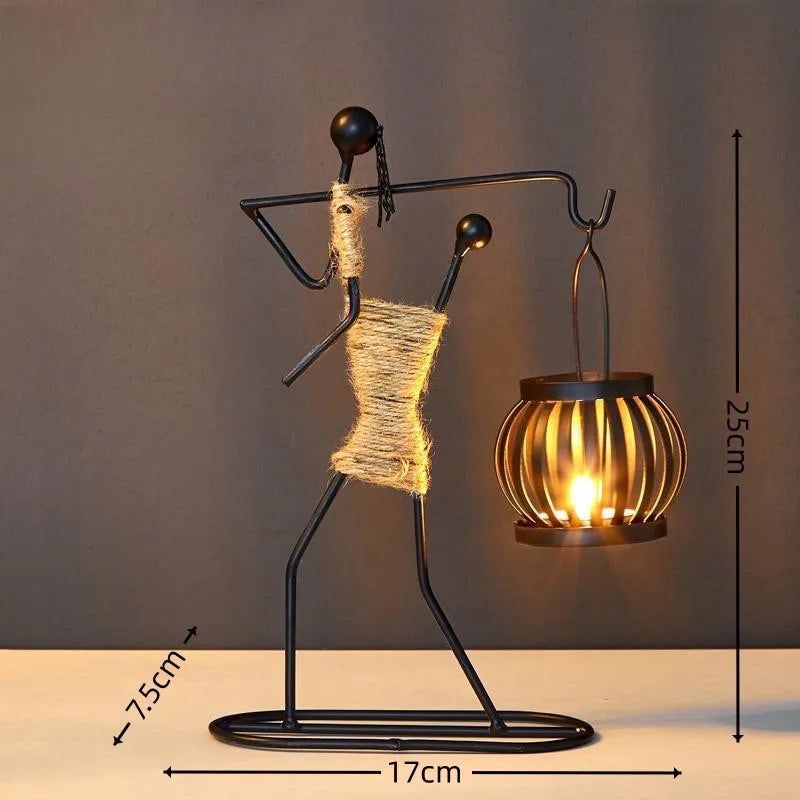 Nordic Metal Candlestick – Handmade Abstract Character Sculpture, Unique Candle Holder Décor for Modern Homes
