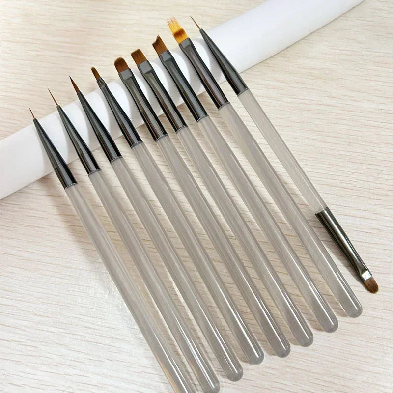 9-Piece UV Gel Nail Art Brush Set – Precision Tools for Nail Painting & Tip Design