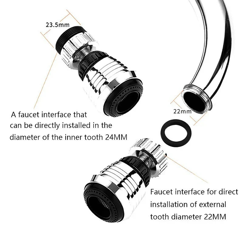 2 Mode Faucet Extender Nozzle Water Diffuser Tap Mixer Aerator Kitchen Attachment Adapter Frother Sprayer Saving Bubbler Filte - UltraChic