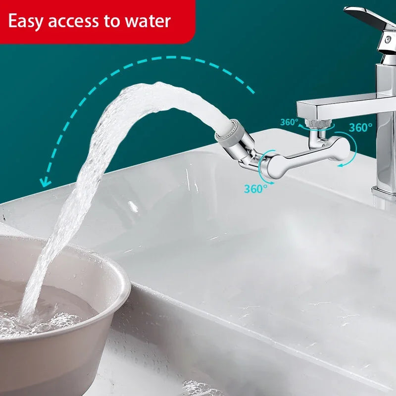 1080° Rotatable Extension Faucet Sprayer Head – 2 Spray Modes Universal Bathroom Tap Adapter Aerator