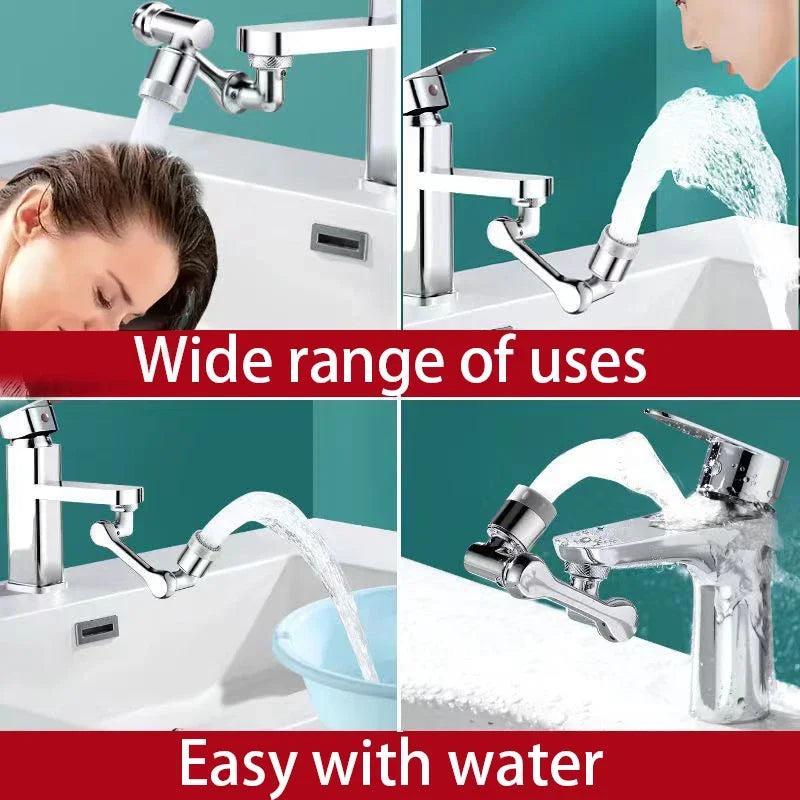 1080° Rotatable Extension Faucet Sprayer Head – 2 Spray Modes Universal Bathroom Tap Adapter Aerator
