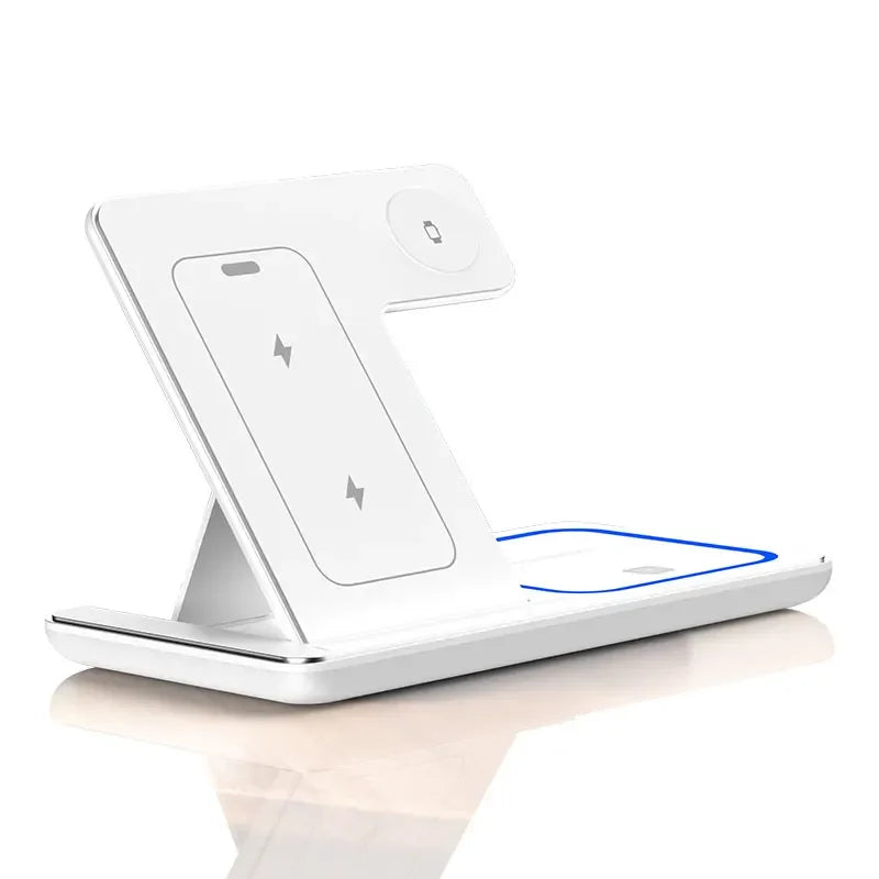 3-in-1 Fast Wireless Charging Station – 30W Foldable Charger for iPhone, Apple Watch & AirPods! - UltraChic
