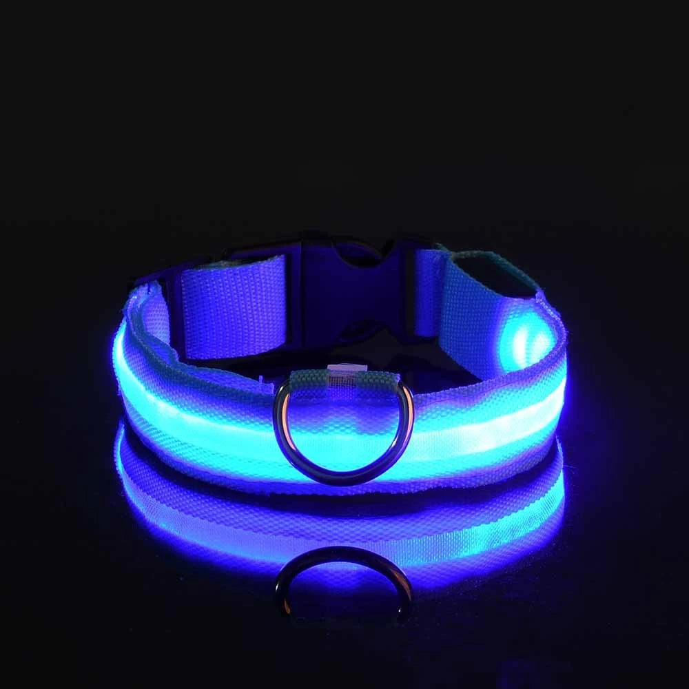 LED Dog Collar – Glow-in-the-Dark, Nylon Flashing Pet Safety Collar for Nighttime Visibility & Protection