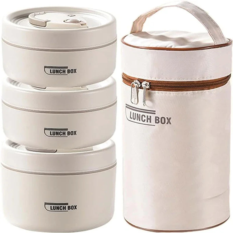 Portable Insulated Food Lunch Container Set, 1 Set Including 3 Counts Lunch Box & 1 Count Insulated Bag, 3 Separate Stackable Lunch Container for Adult & Kids, Christmas Gift Ideas, Stocking Stuffers - UltraChic