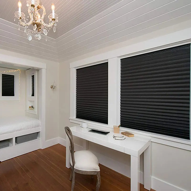 1PC Self-Adhesive Pleated Blinds – Half Blackout Window Shades for Bathroom, Bedroom & Balcony