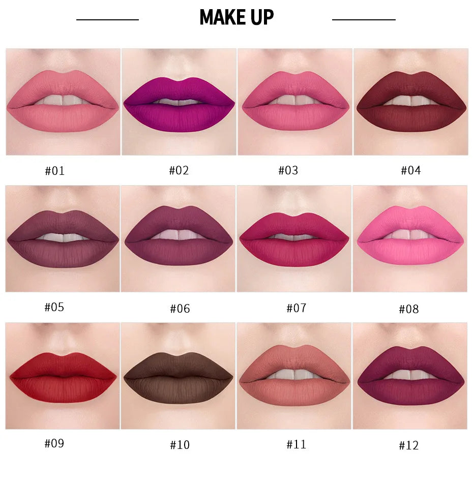 12-Color Matte Lipstick Set – Long-Lasting, High-Pigment Lip Colors for All-Day Glam