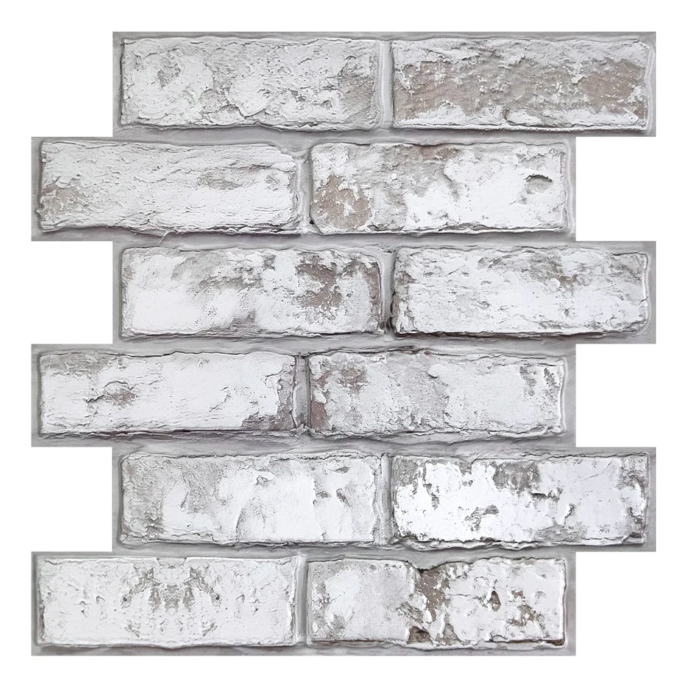 3D Tile Stickers, 3D Whitewash Brick Textures, Matte, 30cm x 30cm, Water and Mold Resistant, for Living Room Kitchen Wall Update - UltraChic