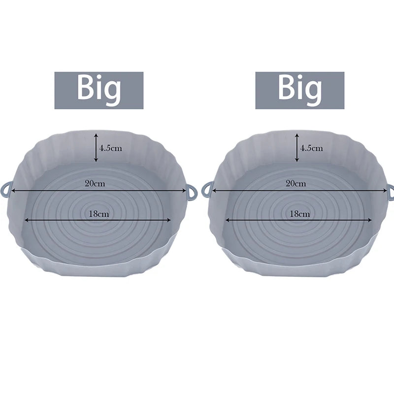 1/2/3PCS Reusable Air Fryer Silicone Pot Oven Baking Tray Airfryer Silicone Basket Pizza Fried Chicken Grill Pan Mat for Kitchen - UltraChic