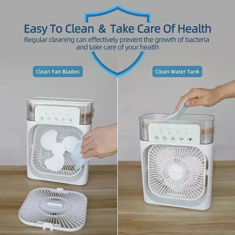 "3-in-1 Portable Humidifier Fan Mini Air Conditioner – Compact & Efficient Cooling Solution for Ultimate Comfort!"
