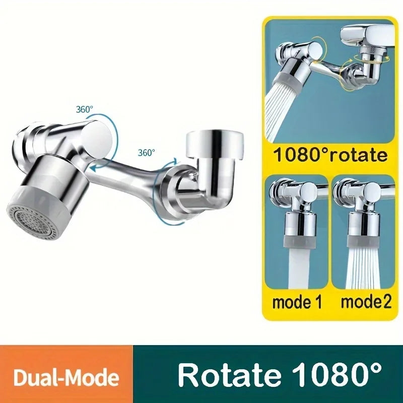 1080° Rotatable Extension Faucet Sprayer Head – 2 Spray Modes Universal Bathroom Tap Adapter Aerator