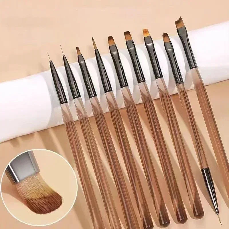 9-Piece UV Gel Nail Art Brush Set – Precision Tools for Nail Painting & Tip Design
