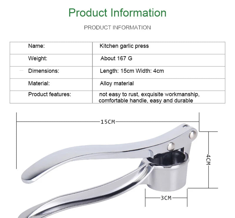 Stainless Steel Garlic Press