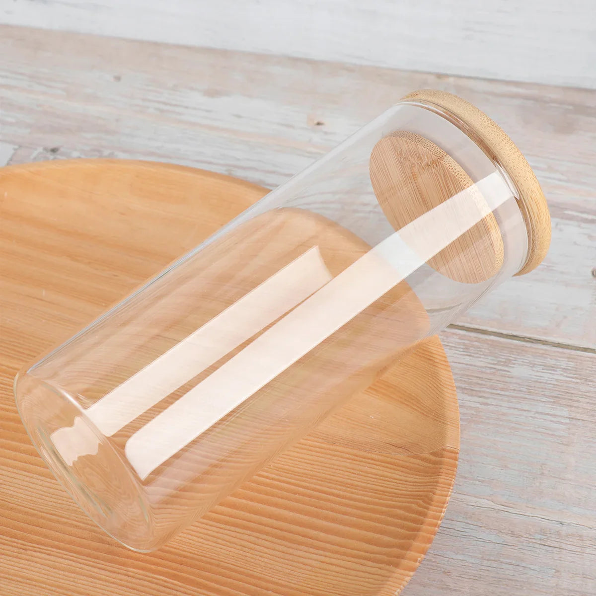 Clear Glass Food Storage Jar With Airtight Bamboo Lid - UltraChic