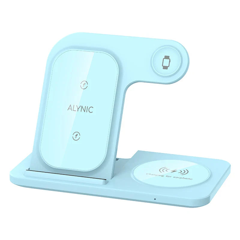 3-in-1 Fast Wireless Charging Station – 30W Foldable Charger for iPhone, Apple Watch & AirPods! - UltraChic