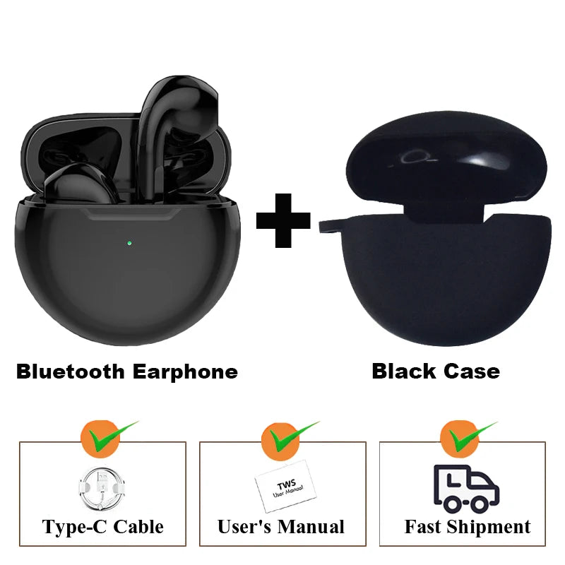 Original Pro 6 TWS Wireless Bluetooth Earphones | Mini Stereo Sport Headset for Xiaomi & Android Earbuds - UltraChic