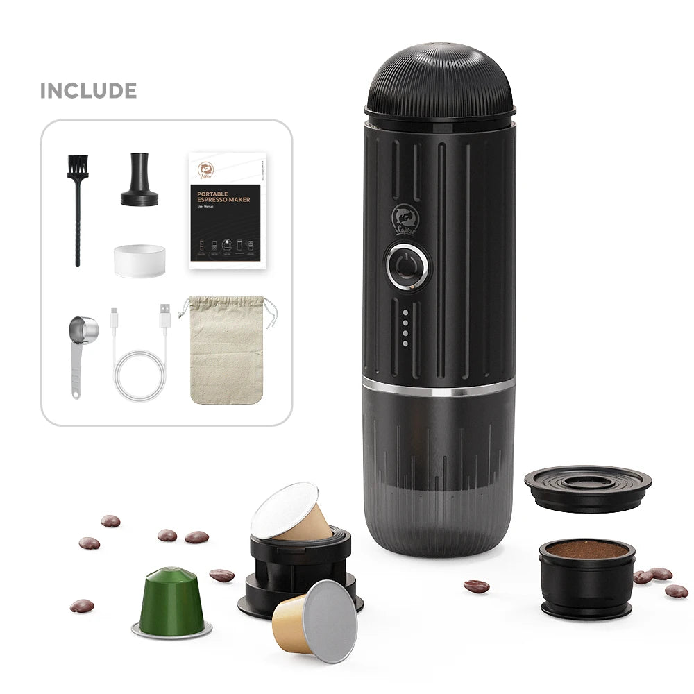 Compact Portable Espresso Maker with USB Charging - Perfect for Coffee Lovers On-the-Go, Compatible with Ground Coffee - UltraChic