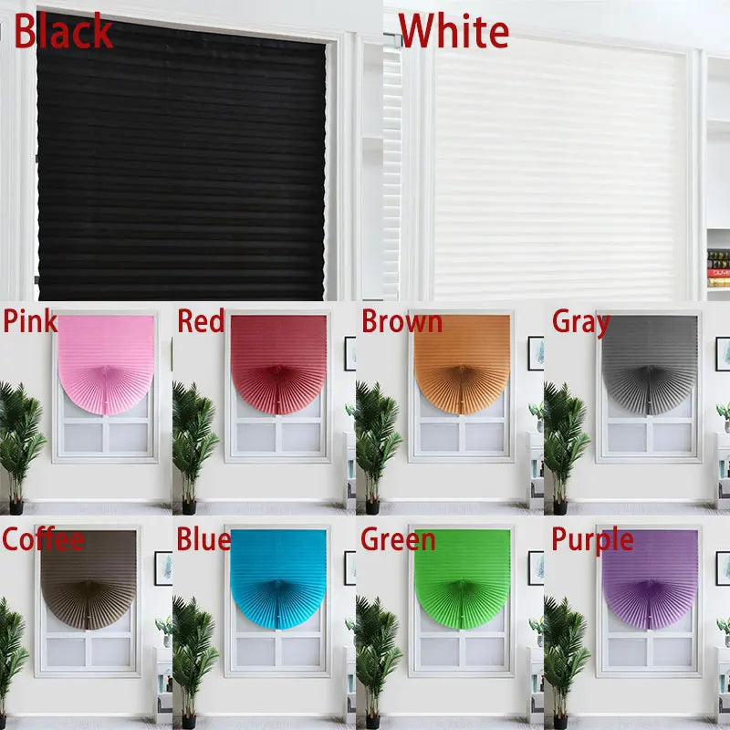1PC Self-Adhesive Pleated Blinds – Half Blackout Window Shades for Bathroom, Bedroom & Balcony