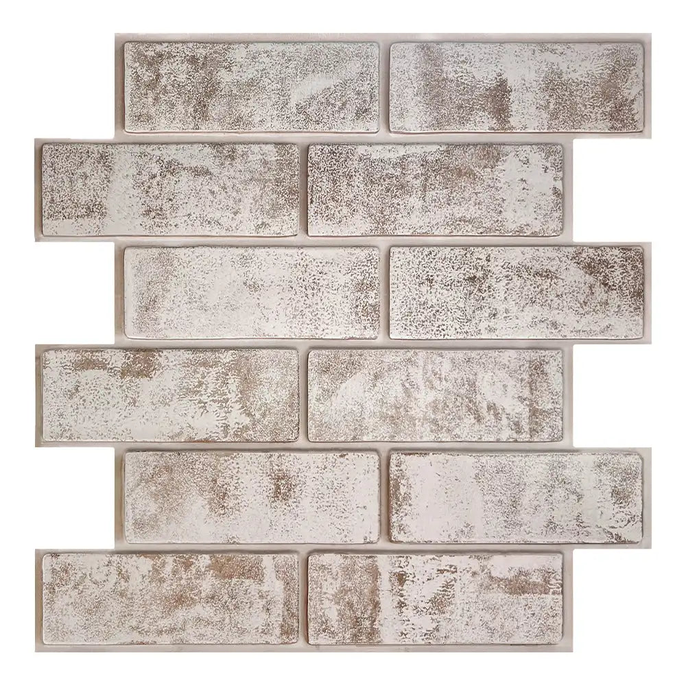3D Tile Stickers, 3D Whitewash Brick Textures, Matte, 30cm x 30cm, Water and Mold Resistant, for Living Room Kitchen Wall Update - UltraChic
